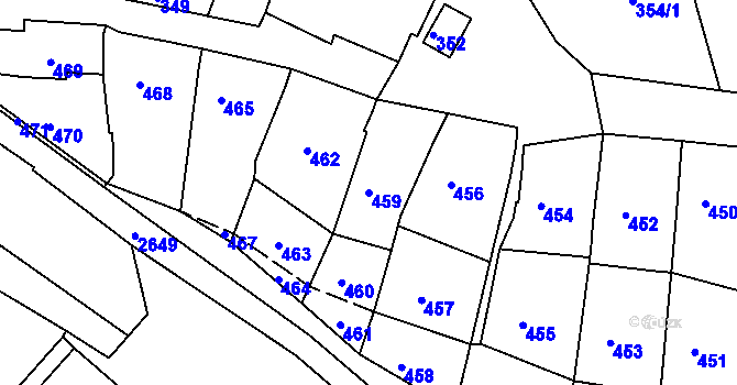 Parcela st. 459 v KÚ Lovčičky, Katastrální mapa
