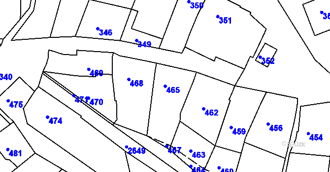 Parcela st. 465 v KÚ Lovčičky, Katastrální mapa
