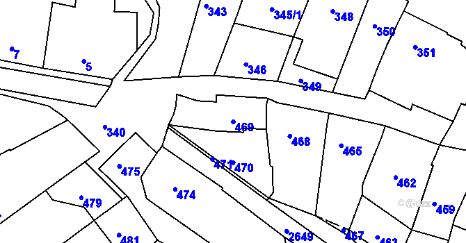 Parcela st. 469 v KÚ Lovčičky, Katastrální mapa