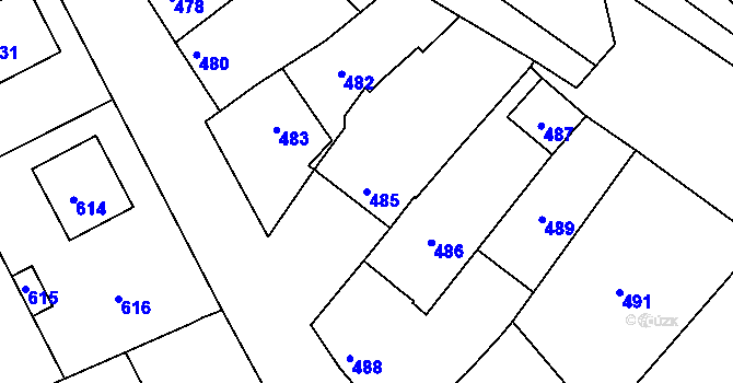 Parcela st. 485 v KÚ Lovčičky, Katastrální mapa