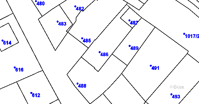 Parcela st. 486 v KÚ Lovčičky, Katastrální mapa
