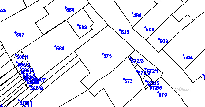Parcela st. 575 v KÚ Lovčičky, Katastrální mapa