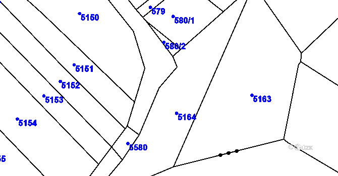 Parcela st. 582/3 v KÚ Lovčičky, Katastrální mapa