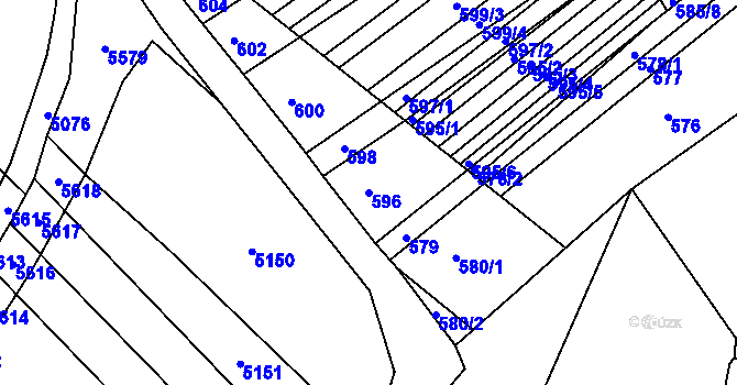 Parcela st. 596 v KÚ Lovčičky, Katastrální mapa