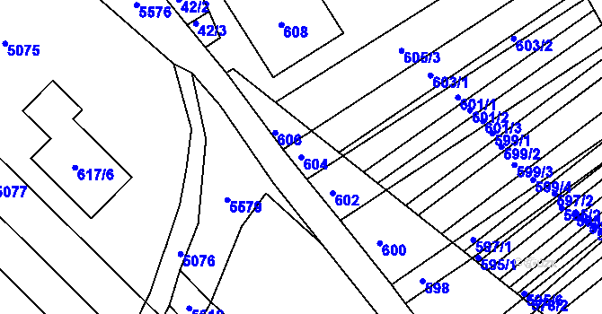 Parcela st. 604 v KÚ Lovčičky, Katastrální mapa