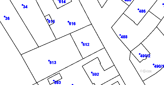 Parcela st. 612 v KÚ Lovčičky, Katastrální mapa