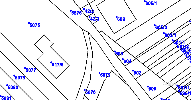 Parcela st. 617/2 v KÚ Lovčičky, Katastrální mapa