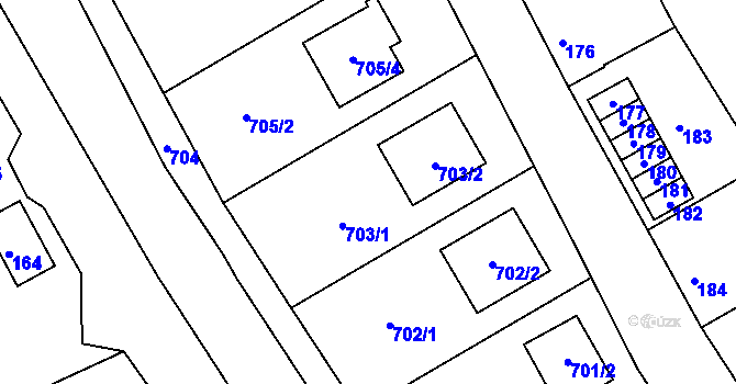 Parcela st. 703 v KÚ Lovčičky, Katastrální mapa