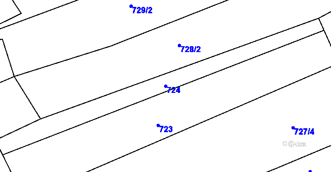 Parcela st. 724 v KÚ Lovčičky, Katastrální mapa