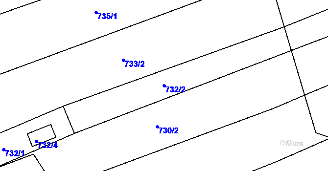 Parcela st. 732/2 v KÚ Lovčičky, Katastrální mapa