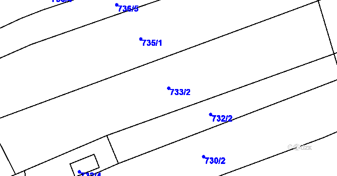 Parcela st. 733/2 v KÚ Lovčičky, Katastrální mapa