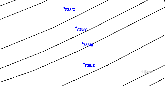 Parcela st. 736/8 v KÚ Lovčičky, Katastrální mapa