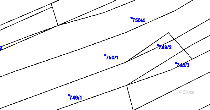 Parcela st. 750/1 v KÚ Lovčičky, Katastrální mapa