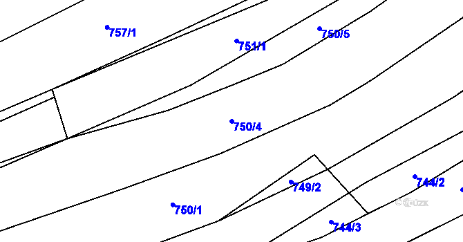 Parcela st. 750/4 v KÚ Lovčičky, Katastrální mapa