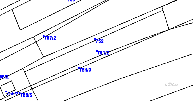 Parcela st. 751/2 v KÚ Lovčičky, Katastrální mapa