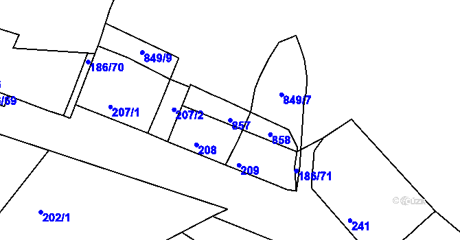 Parcela st. 857 v KÚ Lovčičky, Katastrální mapa