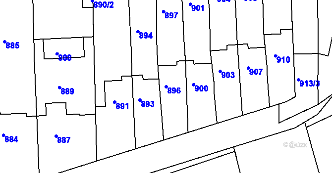 Parcela st. 896 v KÚ Lovčičky, Katastrální mapa