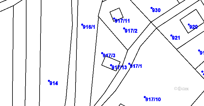 Parcela st. 917/3 v KÚ Lovčičky, Katastrální mapa