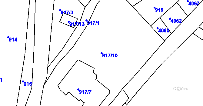 Parcela st. 917/10 v KÚ Lovčičky, Katastrální mapa