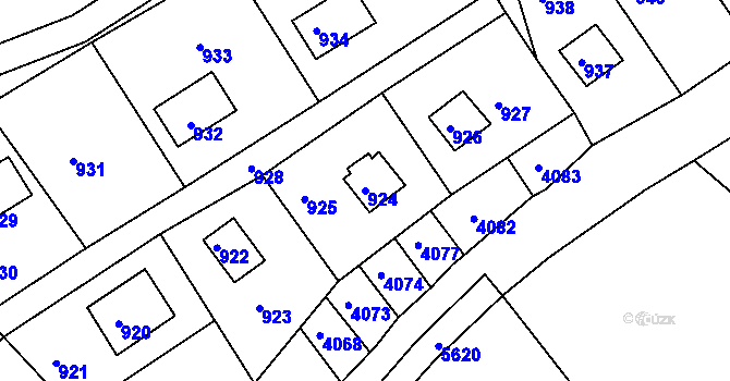 Parcela st. 924 v KÚ Lovčičky, Katastrální mapa