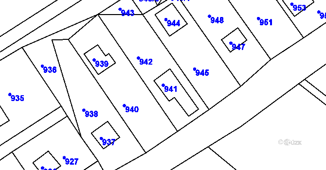 Parcela st. 941 v KÚ Lovčičky, Katastrální mapa