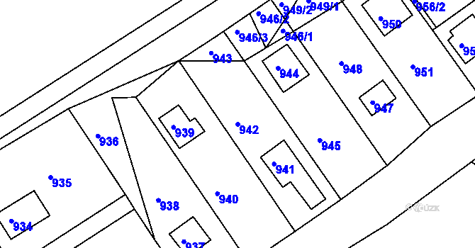 Parcela st. 942 v KÚ Lovčičky, Katastrální mapa