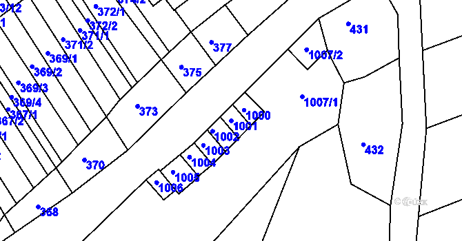 Parcela st. 1001 v KÚ Lovčičky, Katastrální mapa