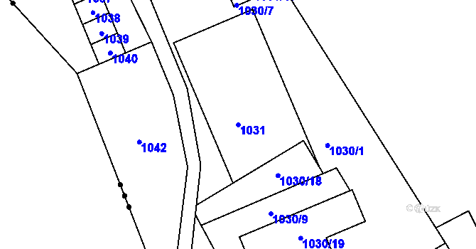 Parcela st. 1031 v KÚ Lovčičky, Katastrální mapa