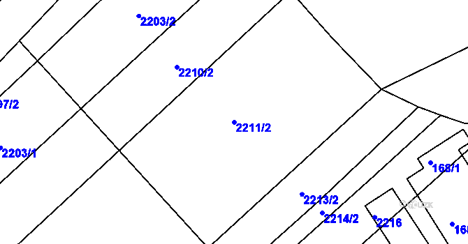 Parcela st. 2211/2 v KÚ Lovčičky, Katastrální mapa