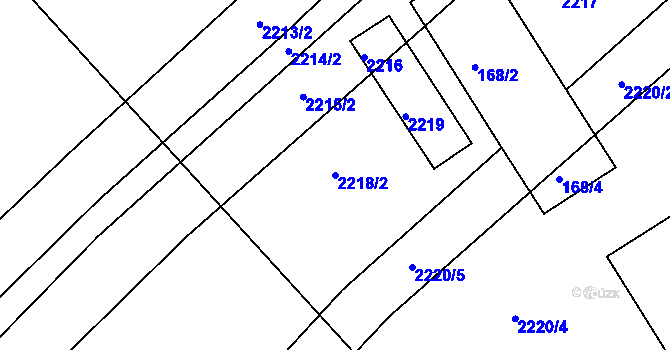 Parcela st. 2218/2 v KÚ Lovčičky, Katastrální mapa