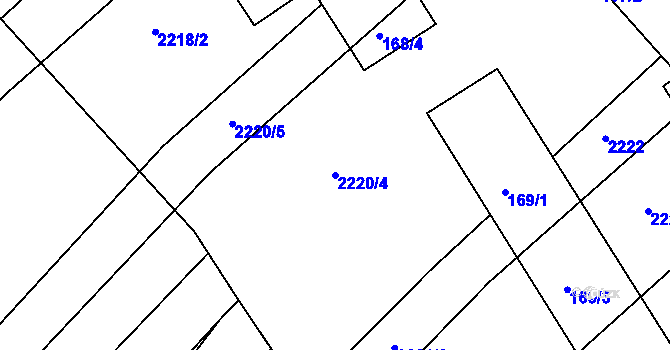 Parcela st. 2220/4 v KÚ Lovčičky, Katastrální mapa