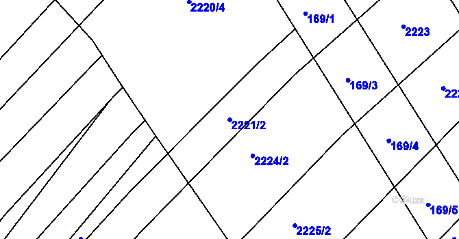 Parcela st. 2221/2 v KÚ Lovčičky, Katastrální mapa