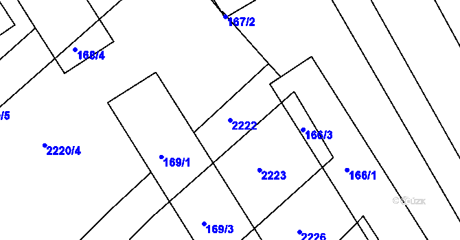 Parcela st. 2222 v KÚ Lovčičky, Katastrální mapa