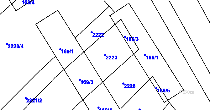 Parcela st. 2223 v KÚ Lovčičky, Katastrální mapa