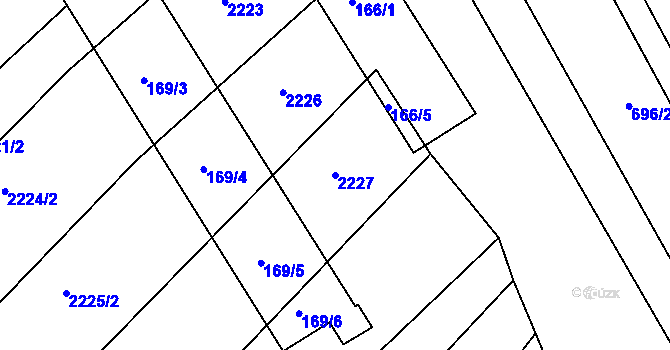 Parcela st. 2227 v KÚ Lovčičky, Katastrální mapa
