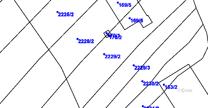 Parcela st. 2229/2 v KÚ Lovčičky, Katastrální mapa