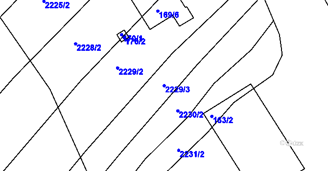 Parcela st. 2229/3 v KÚ Lovčičky, Katastrální mapa