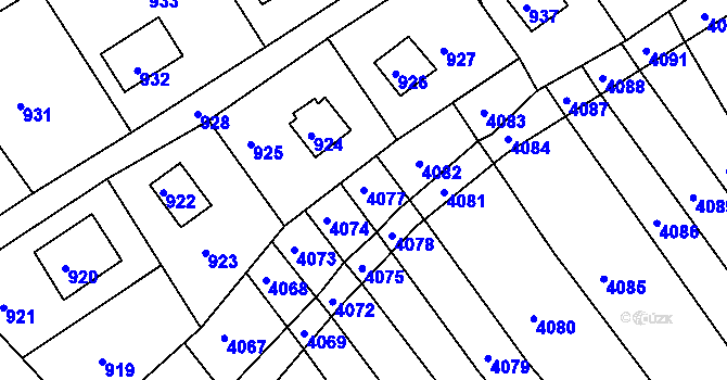Parcela st. 4077 v KÚ Lovčičky, Katastrální mapa