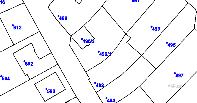 Parcela st. 490/1 v KÚ Lovčičky, Katastrální mapa