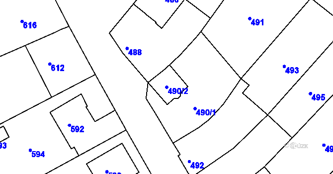 Parcela st. 490/2 v KÚ Lovčičky, Katastrální mapa