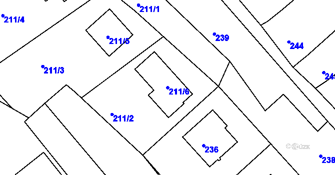 Parcela st. 211/6 v KÚ Lovčičky, Katastrální mapa