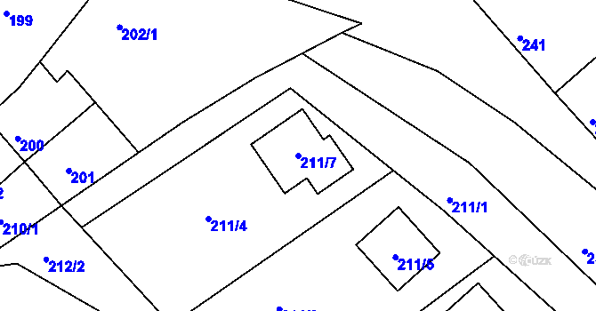 Parcela st. 211/7 v KÚ Lovčičky, Katastrální mapa