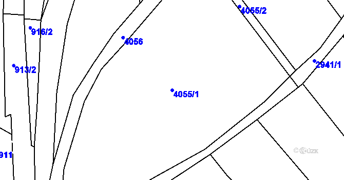 Parcela st. 4055/1 v KÚ Lovčičky, Katastrální mapa