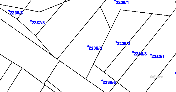 Parcela st. 2239/4 v KÚ Lovčičky, Katastrální mapa
