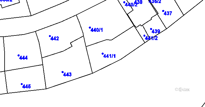 Parcela st. 441/1 v KÚ Lovčičky, Katastrální mapa
