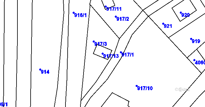 Parcela st. 917/13 v KÚ Lovčičky, Katastrální mapa