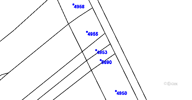 Parcela st. 4953 v KÚ Lovčičky, Katastrální mapa