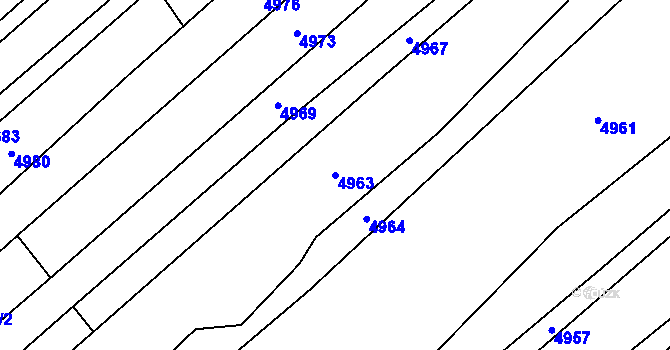 Parcela st. 4963 v KÚ Lovčičky, Katastrální mapa