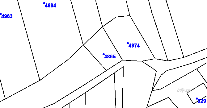 Parcela st. 4865 v KÚ Lovčičky, Katastrální mapa
