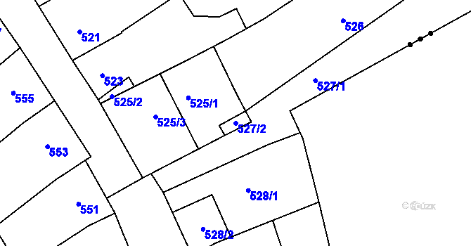Parcela st. 527/2 v KÚ Lovčičky, Katastrální mapa